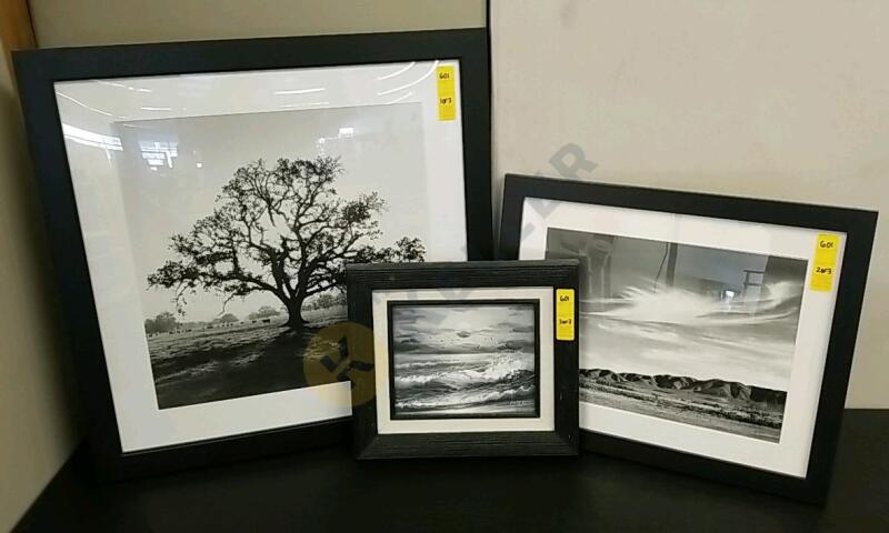 Framed Oil Painting and 2 Framed Photographs