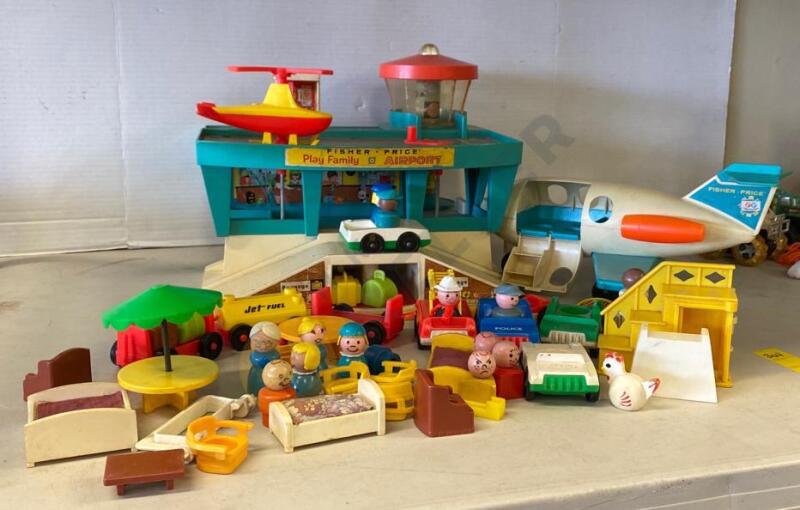 Vintage Fisher Price Play Family Airport with Airplane and More