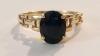 10K Gold Ring with Dark Blue Gemstone - 6