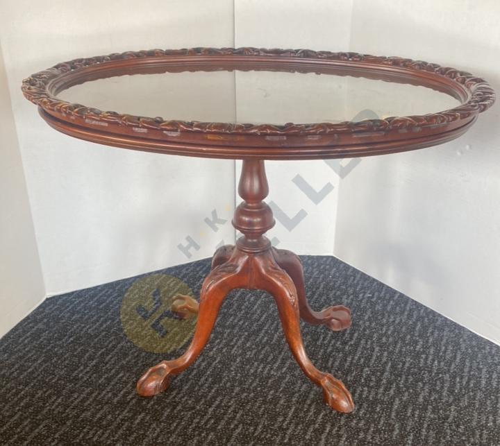 Wooden Oval Ball & Claw Foot Accent Table