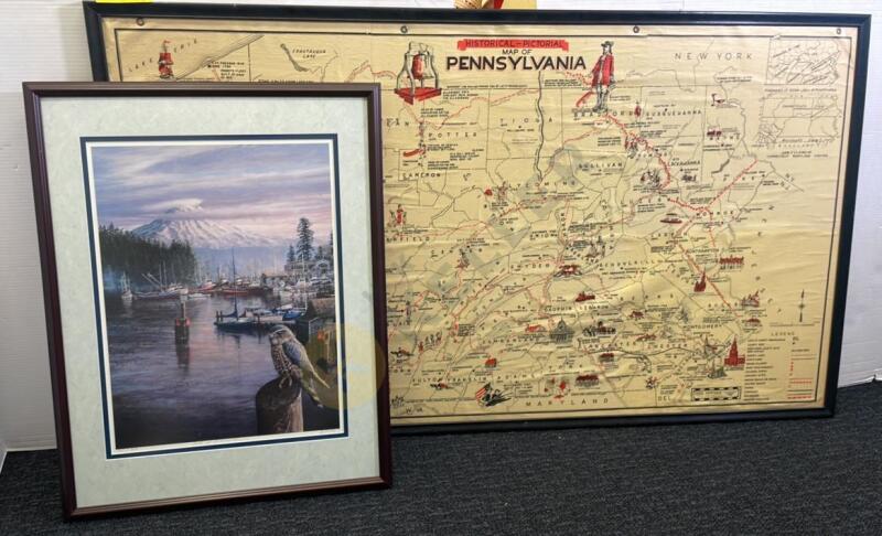 Historical Map of Pennsylvania and Wall Art