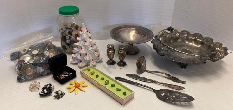 Vintage Pairpoint Quadruple Silver Plate, Ceramic Christmas Tree, and More