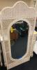 French Provincial Desk, Chair with Rush Seat, and Wicker Mirror - 2