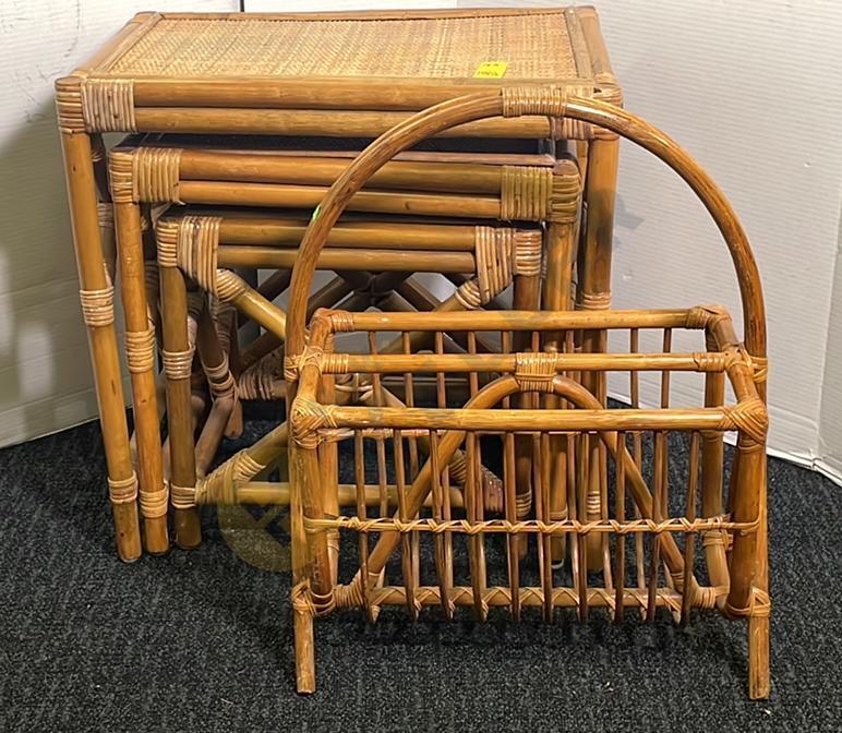 Bamboo Nesting Tables and Magazine Rack