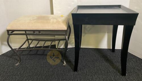 Side Table and Cushioned Footrest