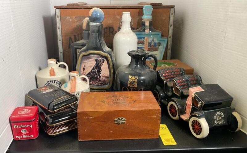 Budweiser Wooden Crate, Whiskey Decanters, and More