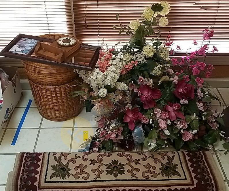 Basket, Flower Arrangements, Area Rug, and More