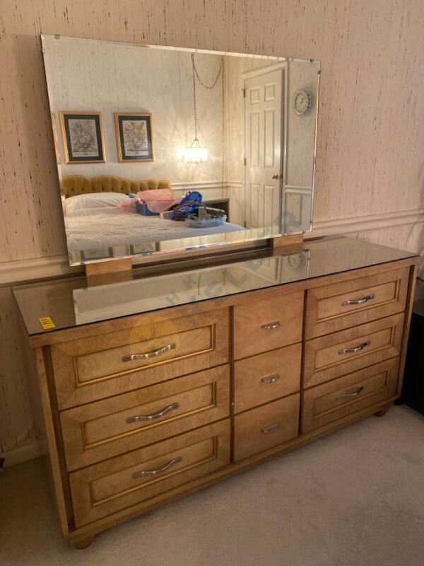 Mid Century Modern Dresser with Mirror and Contents