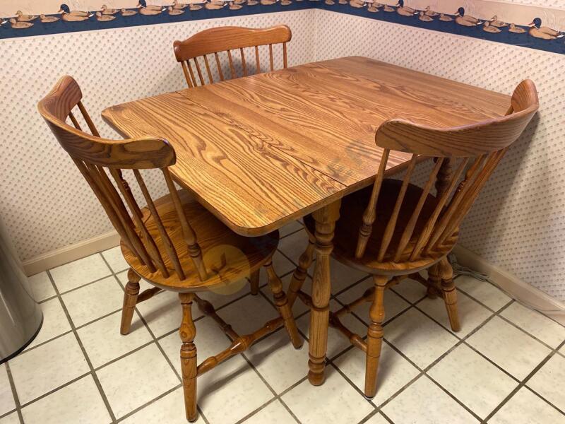Wooden Drop Leaf Table and 4 Chairs