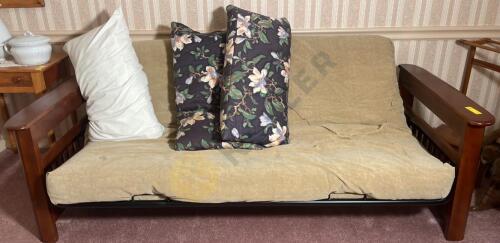Futon With Cushion and Pillows