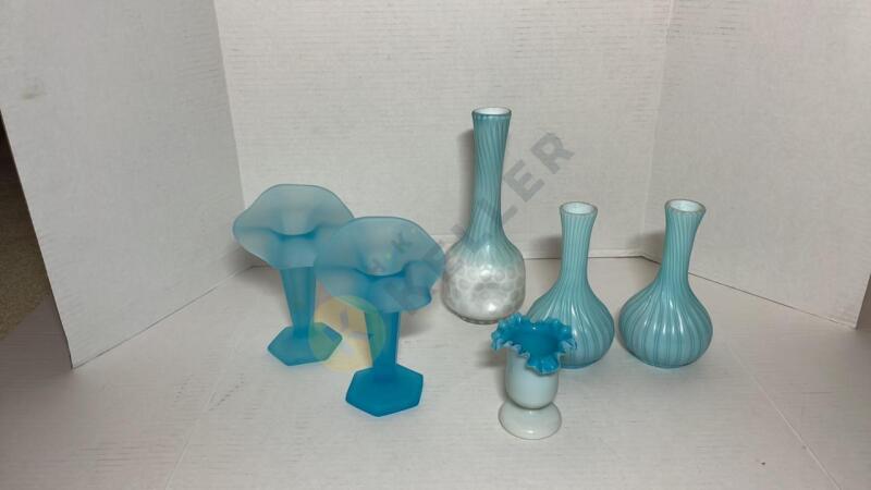2 Westmoreland Jack in the Pulpit Satin Glass Bud Vases and More