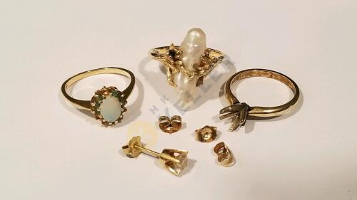 14K Gold Rings, Earring, and Earring Backs