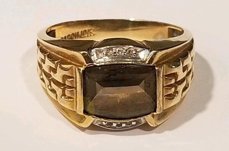 10K Gold Men's Ring with Amber Stone