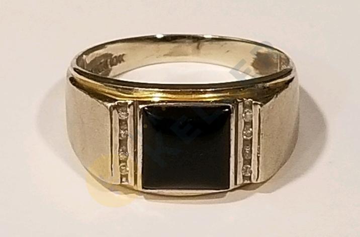 10K Gold Men's Ring with Black Onyx