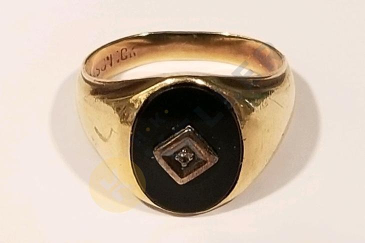 10K Gold Men's Ring with Black Stone
