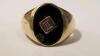 10K Gold Men's Ring with Black Stone - 5