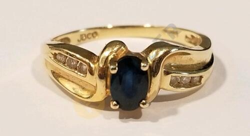 14K Gold Ring with Dark Blue Stone