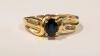 14K Gold Ring with Dark Blue Stone - 6