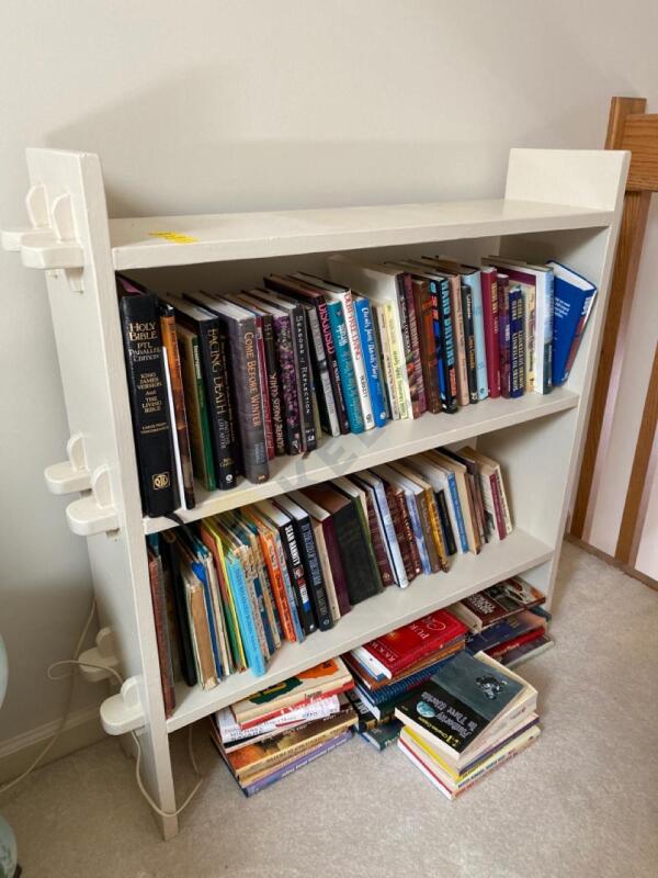 Painted Wood Bookshelf and Books