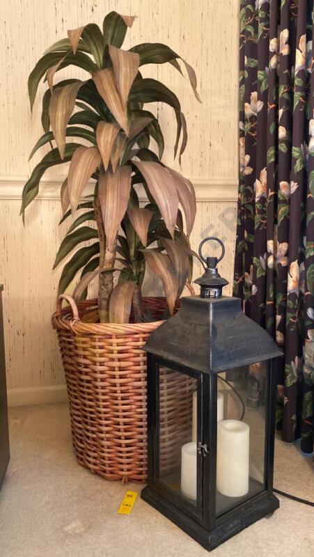 Artificial Plant and Decorative Lantern