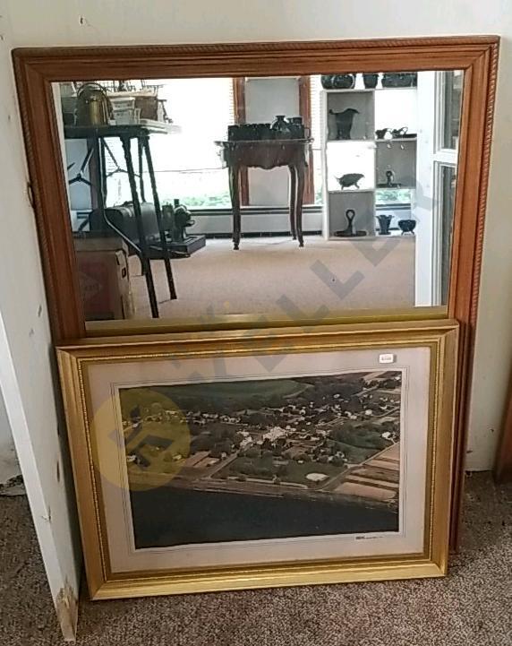 Framed Mirror and Aerial Photo