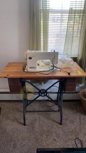 White Sewing Table and Kenmore Sewing Machine