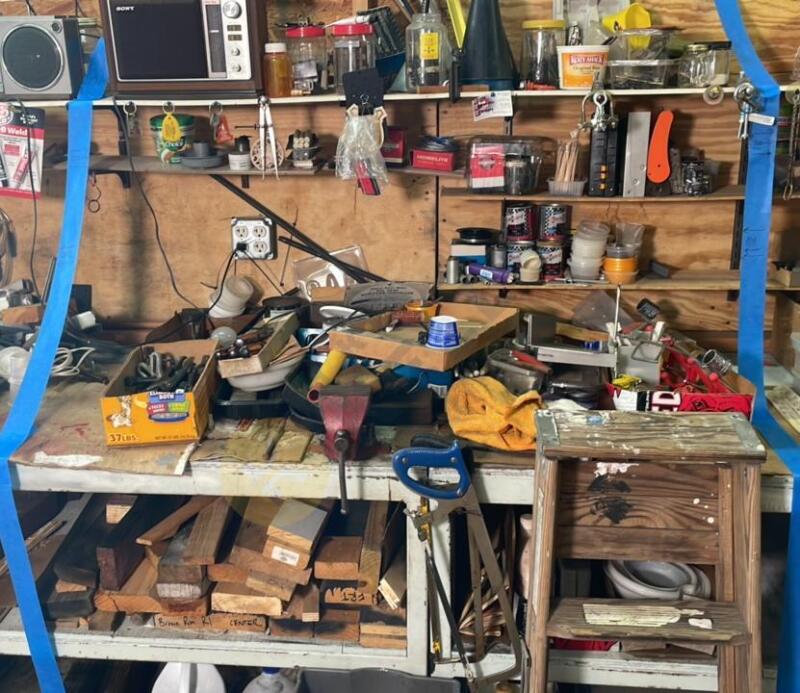 Contents of Wall, Shelves, and Floor with Tools