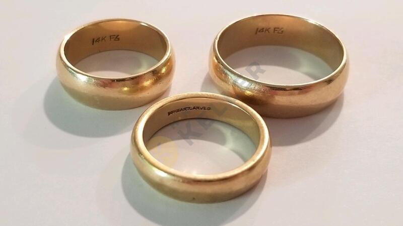 Three 14K Gold Ring Bands
