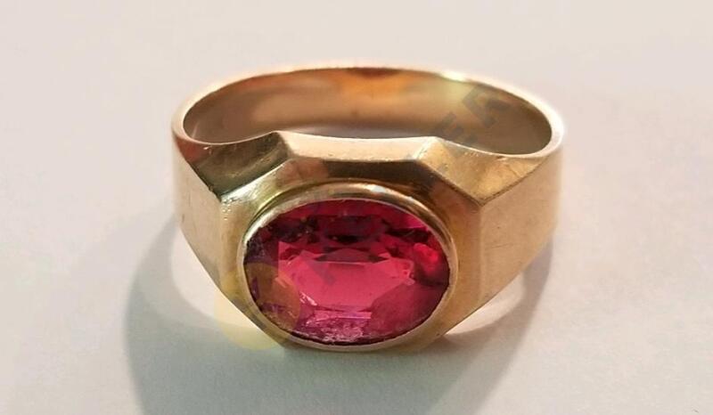 10K Gold Ring with Red Stone