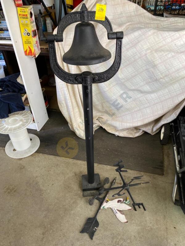 Cast Iron Yard Dinner Bell and Weathervane