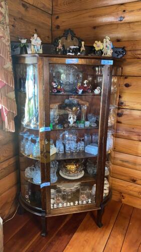 Wooden Half-Round Curio Cabinet