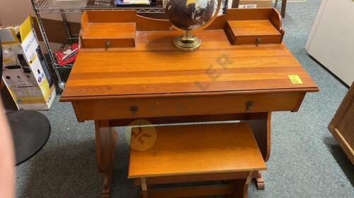 Desk, Bench, Globe, and Contents