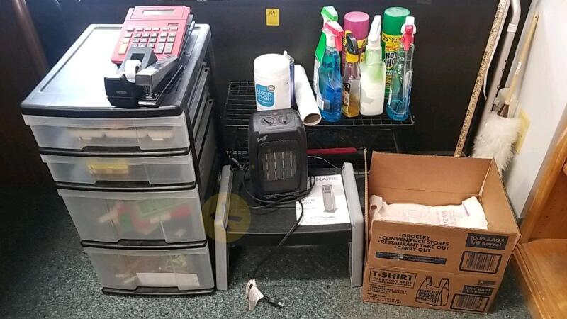 Plastic Drawers, Stationary Supplies, Cleaning Supplies, and More