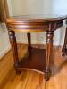 Pair of Round Glass Top Wooden Side Tables - 3