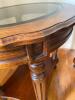 Pair of Round Glass Top Wooden Side Tables - 4