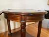 Pair of Round Glass Top Wooden Side Tables - 7