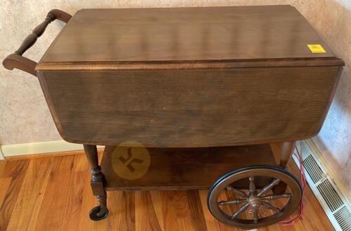 Wooden Rolling Drop Leaf Tea Cart