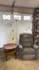 La-Z-Boy Recliner, Round Wooden Side Table, and Floor Lamp