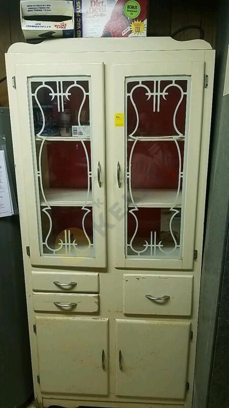 Vintage Wooden Glass Door Cabinet and More