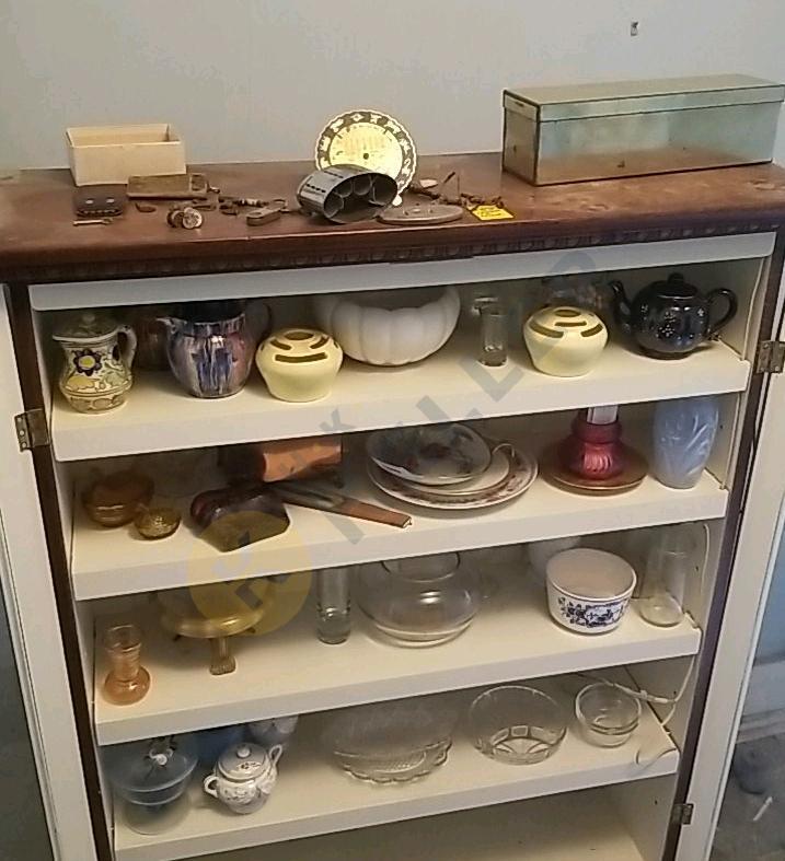Contents of Wooden Display Cabinet
