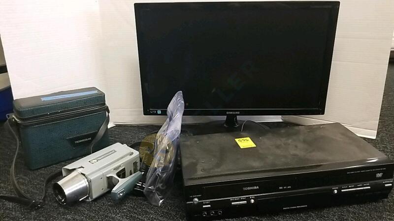 24" Samsung TV, Toshiba DVD/VCR, Vintage Video Camera, and More