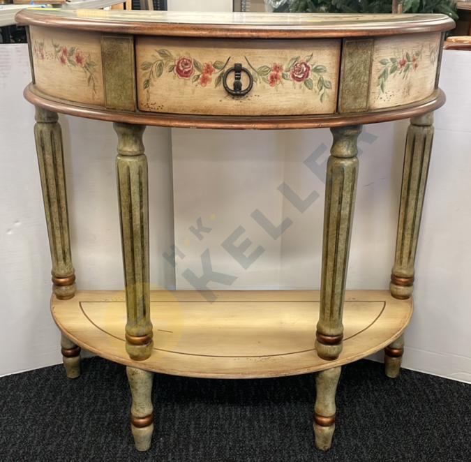 Painted Wooden Half Circle Hall Table