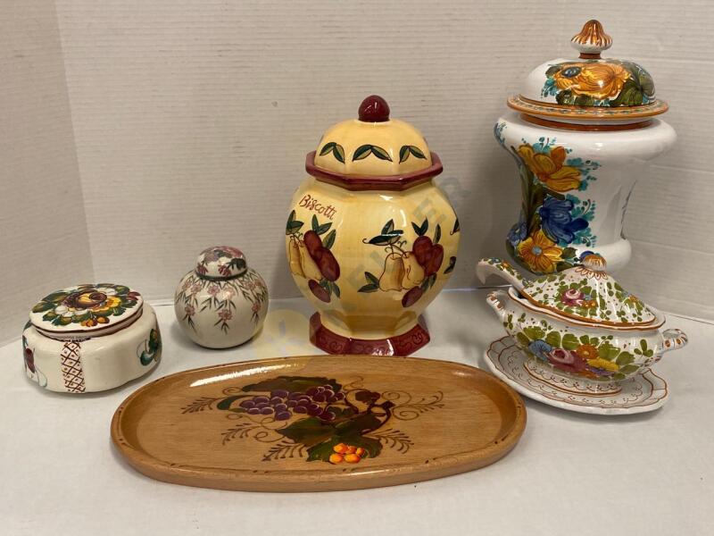 Vintage Ceramic Castelli Urn, Cookie Jar and More