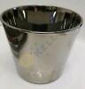 Mid Century Silver Glass Ice Bucket, 7 Glasses, Footed Wood Serving Tray, and Tongs - 2