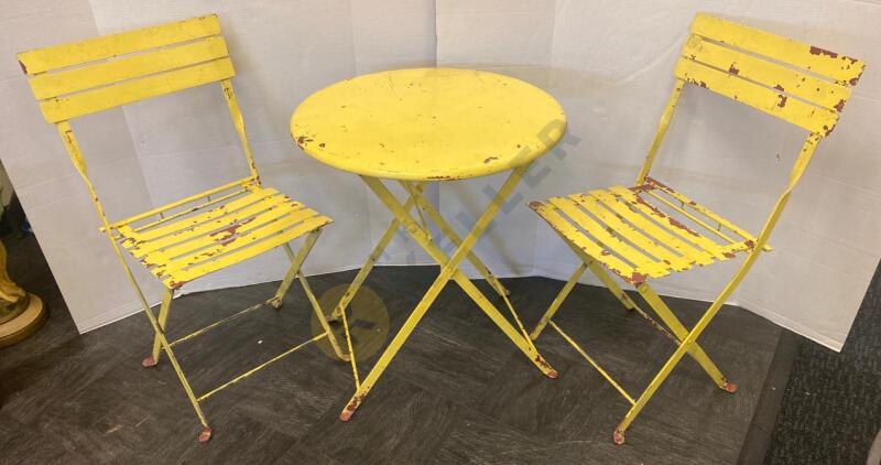 Folding Metal Patio Table and 2 Chairs