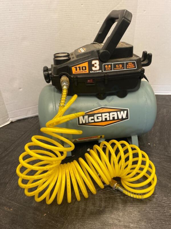 McGraw Portable Electric 3 Gallon Air Compressor With Attachments