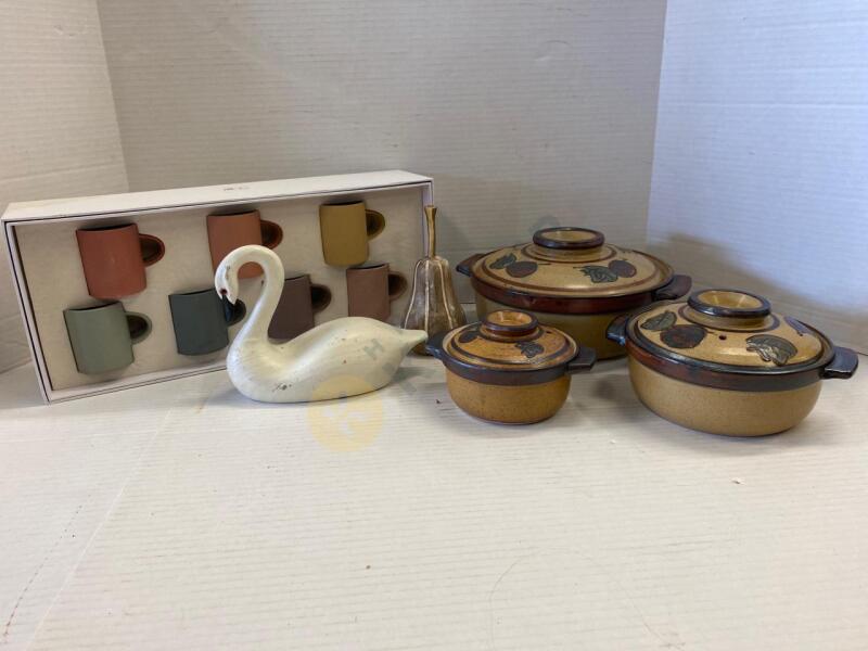 Mug Set with Box, 3 Pottery Baking Dishes, and More