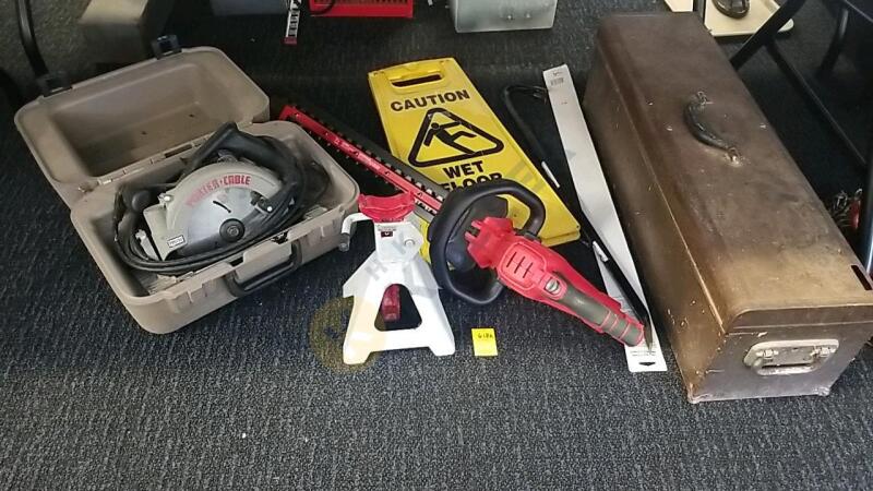 Left Hand Porter Cable Circular Saw With Case, 22" Craftsman Hedge Trimmer, And More