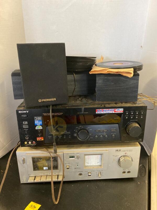 Sony Stereo Reciever, Akai Stereo Cassette Deck, and More