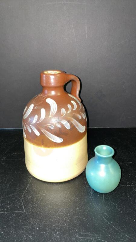 Maple City Pottery Crock and Small Van Briggle Vase